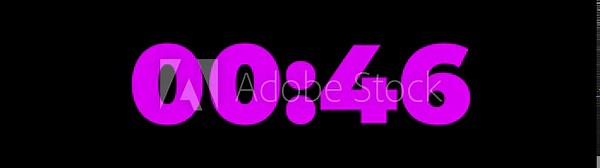 One minute countdown animation from 60 seconds to 0 seconds on a transparent background, One minute countdown timer with alpha channel