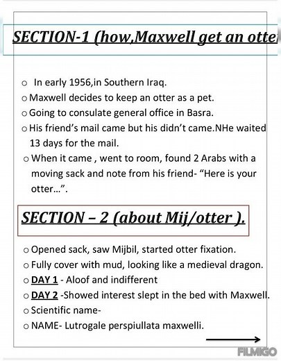 class X english chapter 8(Mijbil the otter 🦦🦦) #notes #english