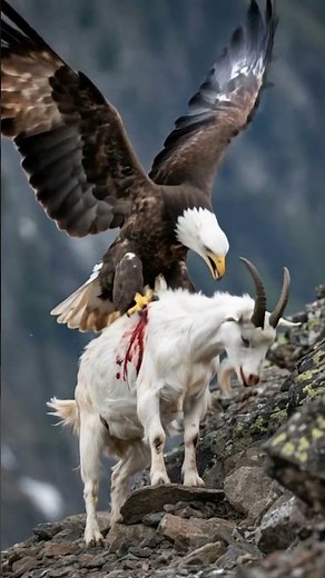 EAGLE ATTACKS GOAT ON MOUNTAIN! 🦅⛰️🐐 #shorts #shortvideo #mountaingoat #goatclimbing #eaglehunting