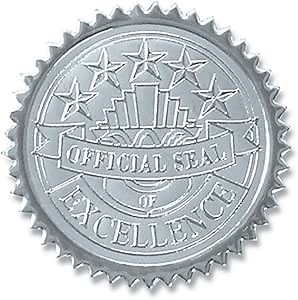 PaperDirect Official Seal of Excellence Embossed Silver Foil Certificate Seals, 2 Inch, Self Adhesive, 100 Count, Embossed Seals for Certificates, Achievement Award Stickers for School, Work, Diploma