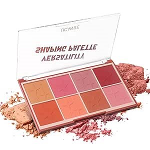 UCANBE 8 Colors Face Blush Palette - Velvety Matte Illuminated Shimmer Blendable Blush Powder Palatte, Triple Baked Waterproof Long Lasting Cosmetic Makeup Blush
