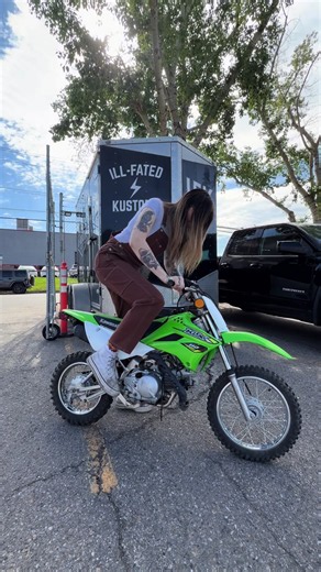 A little 2017 Kawasaki KLX 110 I bet this would be fun out in the trails! #yyc #kawasaki #kawasakiklx #dirtbike #yycshop