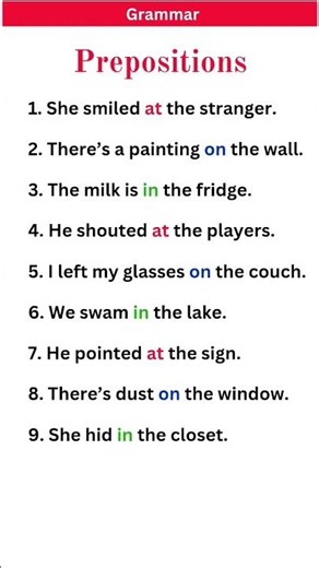Essential Prepositions with Examples | Master Everyday Sentences Fast!#grammar #preposition