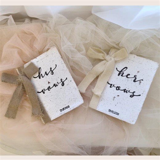 Personalized Wedding Gift, Vow Books, Handmade Calligraphy Vows Book Set, Custom Marriage Promise Cards - Etsy