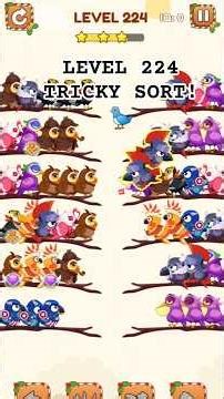 Bird Sort Puzzle Level 224 | Tricky Color Sorting Strategy 🐦✨#shorts #playhub #casualgame #hitgame