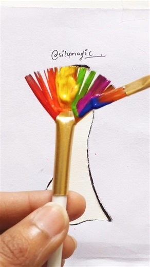 Fan brush art 🖌#colormixing #art #dress #artfashion #shorts