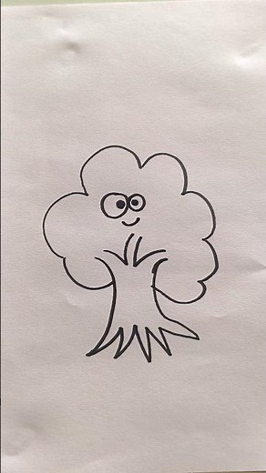 How to Draw Tree 🌴 for Kids #drawing #viral #youtubeshorts #cricket #trending #cartoon #art