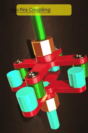 Cross Pins Coupling Mechanism | Mechanical Power Transmission ⚙️ #shorts
