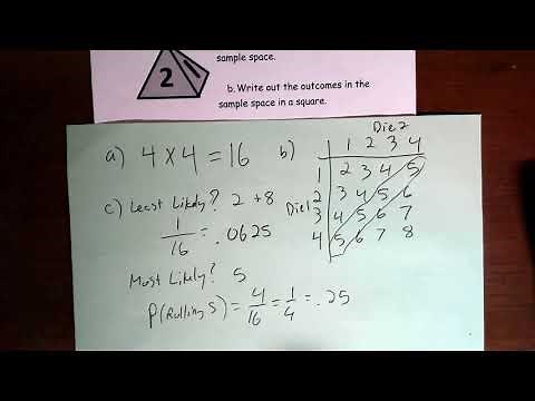 Statistics - Rolling Two Four Sided Dice Example for Student's to Try