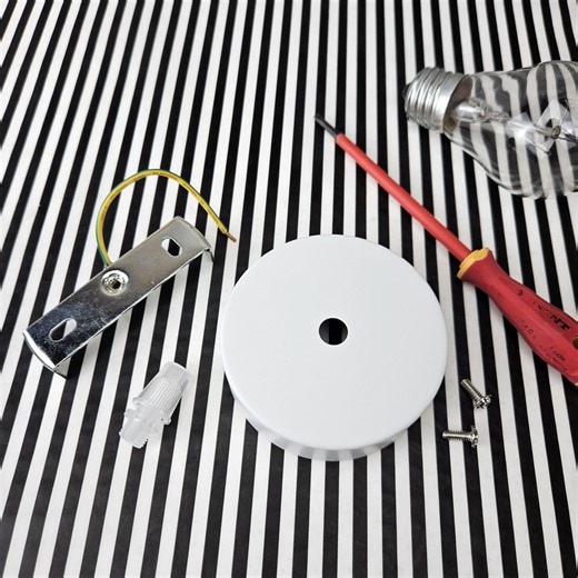 Mini Ceiling Rose White Metal Canopy | Pendant Light Ceiling Plate | Wall Light Mount | DIY Lamp Parts - Etsy