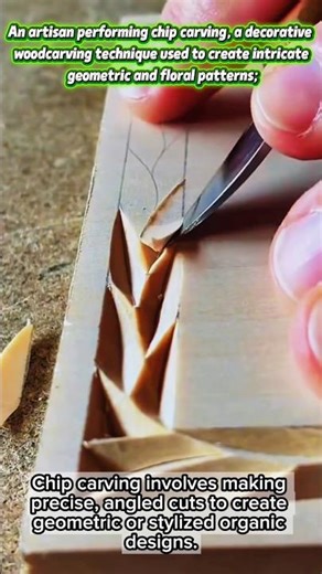 A decorative woodcarving technique used to create intricate geometric and floral patterns.