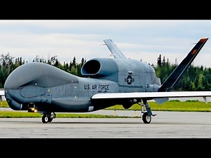 The world's largest unmanned aerial vehicle, the RQ-4 Global Hawk, lands in Alaska.