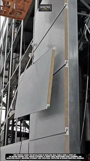 Installing insulated wall panel using boom lift tool