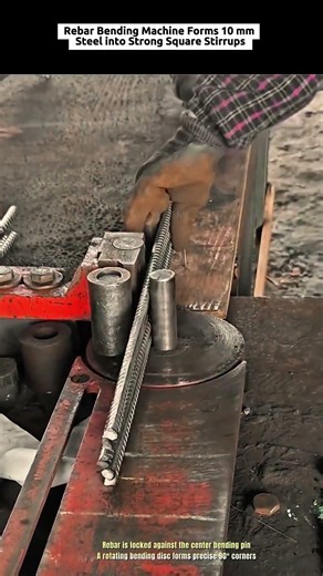 Rebar Bending Machine Forms 10 mm Steel into Strong Square Stirrups #industrialcrushh