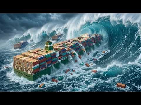 Monster Wave Engulfs a Giant Container Fleet | Ultra Realistic Ocean Disaster (AI VFX)