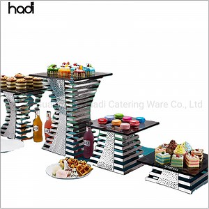 [Hot Item] Hotel Restaurant Wedding Silver Buffet Stand Party Food Display Catering Stand Serving Salad Rack Dessert Buffet Elevation Risers