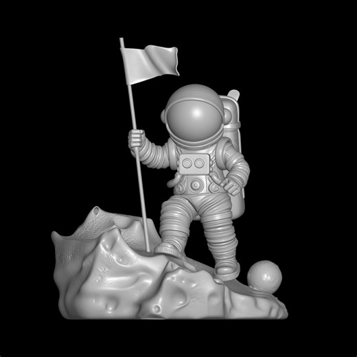 3D Astronaut Model STL With Moon Base (digital Download) - Etsy