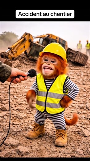 Singe fait un accident au chentier #ia #edit #montage #animaux #drôle #trend #tiktok