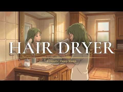 Hair Dryer White Noise for Sleep (8 Hours) 💨 Blow Dryer Sound for Baby Sleep & Focus