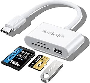 3-in-1 SD Card Reader for iPad iPhone Android, USB C Memory Card Adapter, Supports USB 3.0/2.0, SD/TF Card, Plug and Play, No App Needed