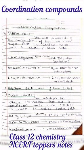 Coordination Compounds Class 12 Chemistry Topper's Notes|| chapter 9 NCERT #chemistry #class12 #exam