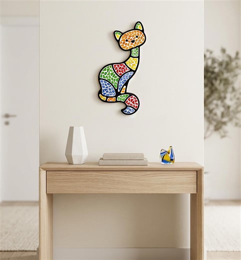 DIY Mosaic Cat Kit, Craft Kit for Adults, Gift for Cat Lovers, Stained Glass Mosaic, Handmade Home Decor & Wall Art, Gift for Cat Lovers, - Etsy