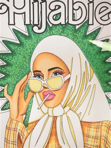 ✨Glitter Tutorial✨ Coloring book: im using my Hijabie coloring book ❤️ #coloringtutorial #hijabiartist #hijabicoloringbook #fyp #coloringbooksforadults