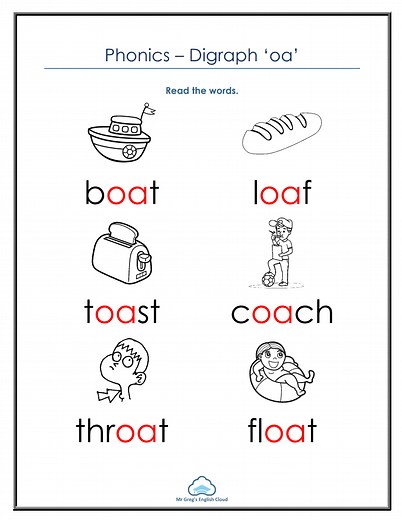 Kindergarten Long Vowel /oa/ Worksheets - Mr. Greg