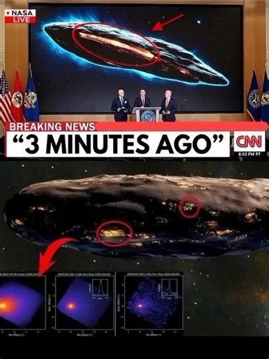 maxx on Instagram: "It was the first known interstellar object detected passing through our solar system in 2017. Although 'Oumuamua's unusual cigar-like shape led to several scientific theories, NASA has never released any images showing glowing windows or internal structures as depicted here. * Setting: The individuals on the podium and the flags in the background lack the specific detail and clarity typical of a real high-definition broadcast from a NASA briefing room. The Real Story of 'Oumu