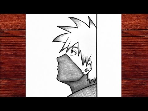 Masked Anime Boy Looking Up Drawing | Simple Side View Pencil Sketch for Beginners
