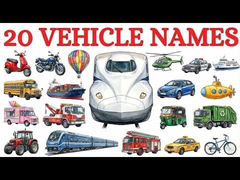 20 Vehicles Names | English Kids Education | Learn Vehicles