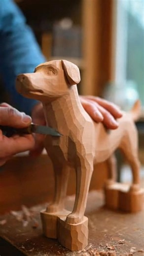 Hand-Carving a Wooden Dog #craft #craftshorts #handcraft #hearttouching
