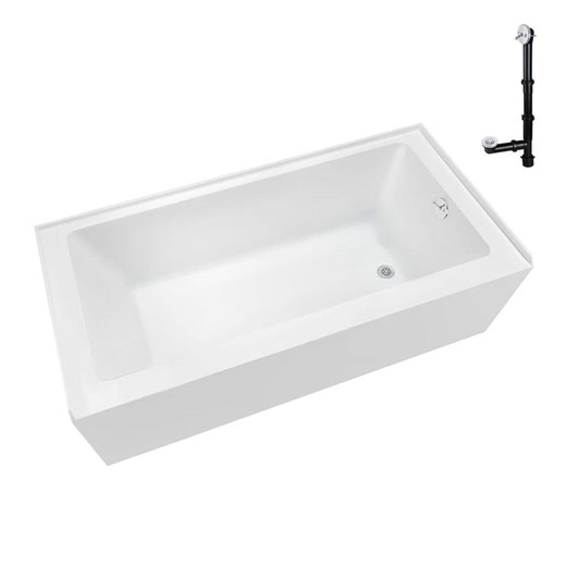 Check The Home Depot's Q&A Before Buying: Streamline 60 in. x 32 in. Soaking Acrylic Alcove Bathtub with Left Drain in Glossy White, External Drain in Glossy Glossy White