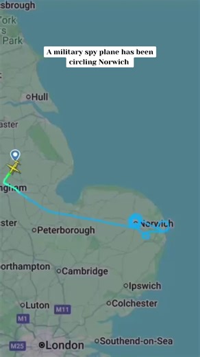 A military spy plane has been flying above parts of Norfolk this afternoon✈️ The Shadow R1 completed two perfect full circles around Norwich, almost mirroring the ring road. | Norwich Evening News