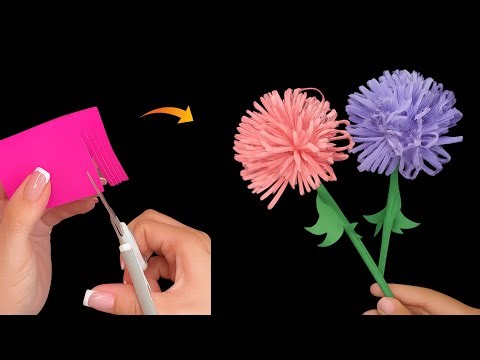 How to Make Paper Flowers | Beautiful & Easy Handmade Flower Craft for Beginners, Fringed Flower