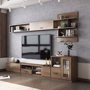 [Hot Item] Simple Modern Home Living Room Bedroom Furniture Wooden Wall TV Cabinet Coffee Table Set TV Stand (IMG_9181)