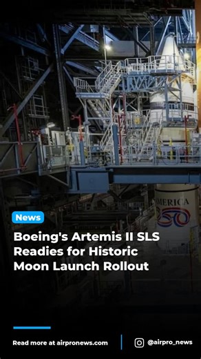 AirPro News on Instagram: "The Artemis II Space Launch System (SLS) rocket, built by Boeing, is preparing for its rollout from NASA’s Vehicle Assembly Building to Launch Complex 39B at Kennedy Space Center. This fully integrated vehicle includes Boeing’s Core Stage 2, twin Solid Rocket Boosters, and the Lockheed Martin Orion spacecraft, marking the first human-rated SLS launch since the Apollo era. After years of manufacturing and final assembly completed in October 2025, the rocket will be tran