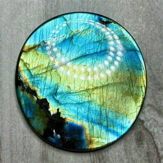 Labradorite XL Yellow & Blue Cabochon. US Seller. Daily Shipping. High Flash. Statement Piece. Unique. Large Roundish Ov - Etsy