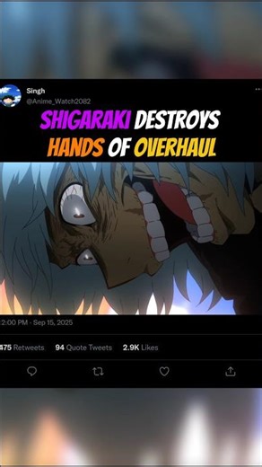 Shigaraki destroys hands of overhaul 🤯 #myheroacademia #mha #amv #anime #mangaedit
