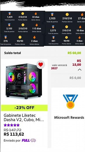 Dia 9 juntando pontos no Microsoft Rewards para montar um PC Gamer#microsoftrewards
