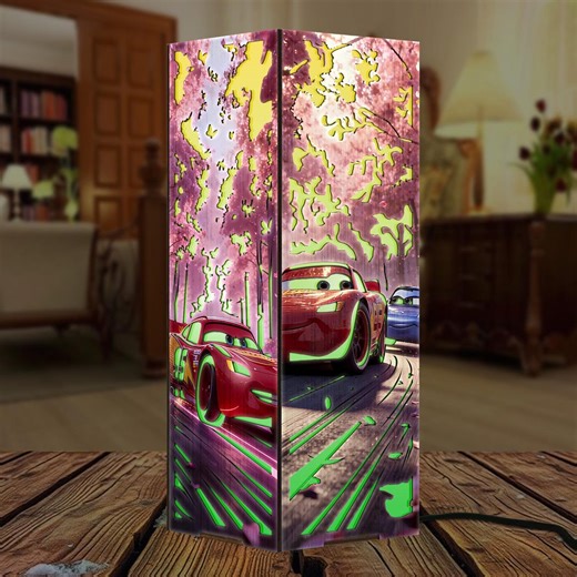 Lightning Mcqueen Wooden Box Lamp, Pixar Cars 3D Printed LED Lamp, Cars Movie Inspired Decor, Room Decor Aesthetic, Cars Lovers, Gifts - Etsy
