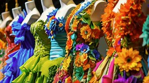 A vibrant display of eco-conscious fashion designs made from recycled materials at a sustainable fashion event HD 4K Video Clip