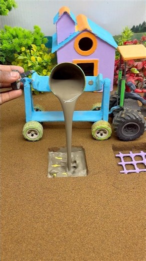 😱 Real Working Mini Tractor Making Cement Pillar | Amazing DIY Construction Machine 🚜#shorts