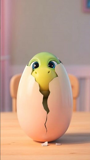 Cute Baby Dinosaur Hatching from an Egg