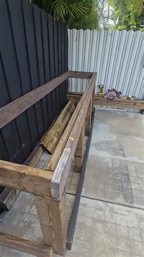 Makeshift Dual Purpose Engine stand / workbench. All recycled lumber and hardware.. Not a Dime Spent