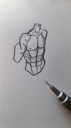 How to Draw Male Torso 10x FASTER ✨ #foryou #art #shorts #howtodraw #easydrawing #tutorial #sketch