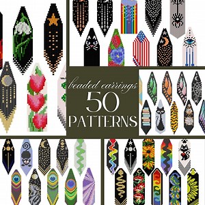 Bundle 50 Patterns of Seed Bead Fringe Earrings | Brick Stitch PDF Step by Step TUTORIAL | Miyuki Delica | Pattern Numbers 1-50 - Etsy Canada