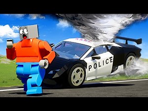 LEGO TORNADO SURVIVAL DURING POLICE CHASE!