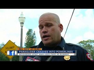 Paraglider crashes into power lines causing electric burns, power outage