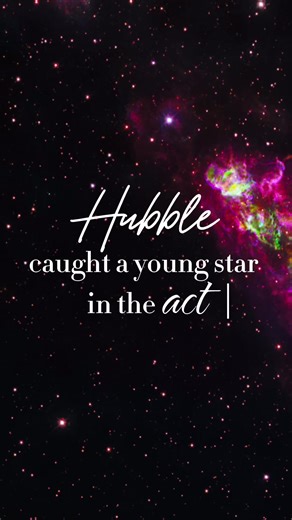 Hubble has captured a young massive star doing something dramatic: it is launching narrow, high-speed jets that crash into the surrounding gas and make it glow. These jets plough through the interstellar medium, creating shock fronts. The shocks heat and ionize the gas, causing it to emit light — forming glowing structures known as Herbig–Haro objects (HH 80 and HH 81), which stretch across tens of light-years. Why does this matter? This is a direct example of stellar feedback. Massive stars don